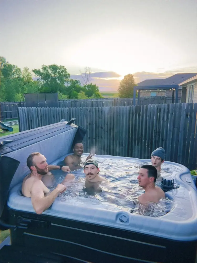 Meantime hangout in the hot tub